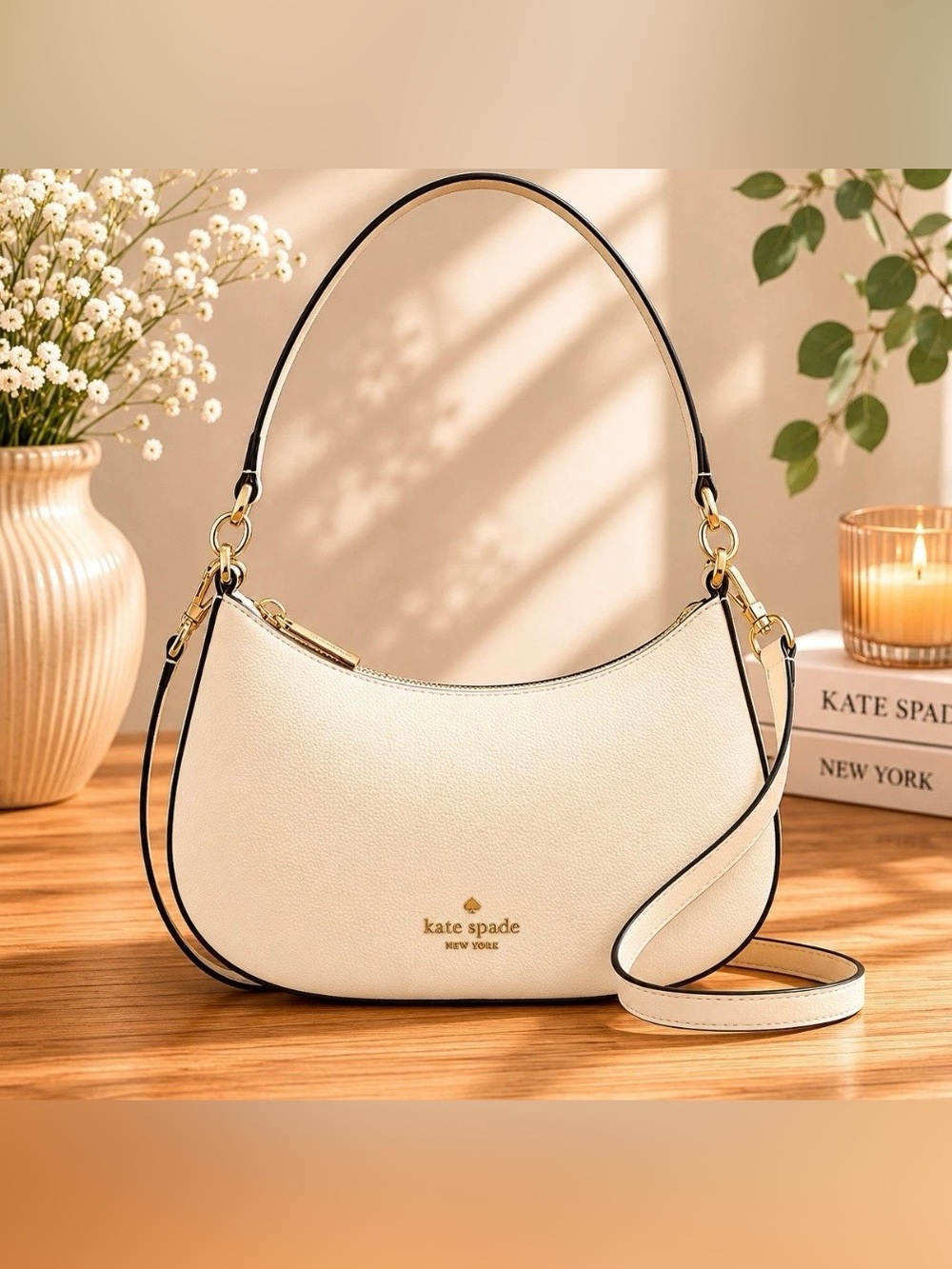 Kate Spade Paige Crossbody NWT Meringue Cream Ivory Saffiano Leather Bag w Gold